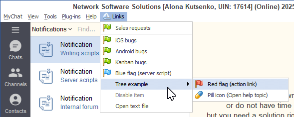 MyChat custom menu